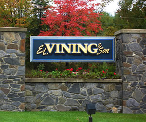 Welcome sign for E.L. Vining & Son, Farmington, Maine.